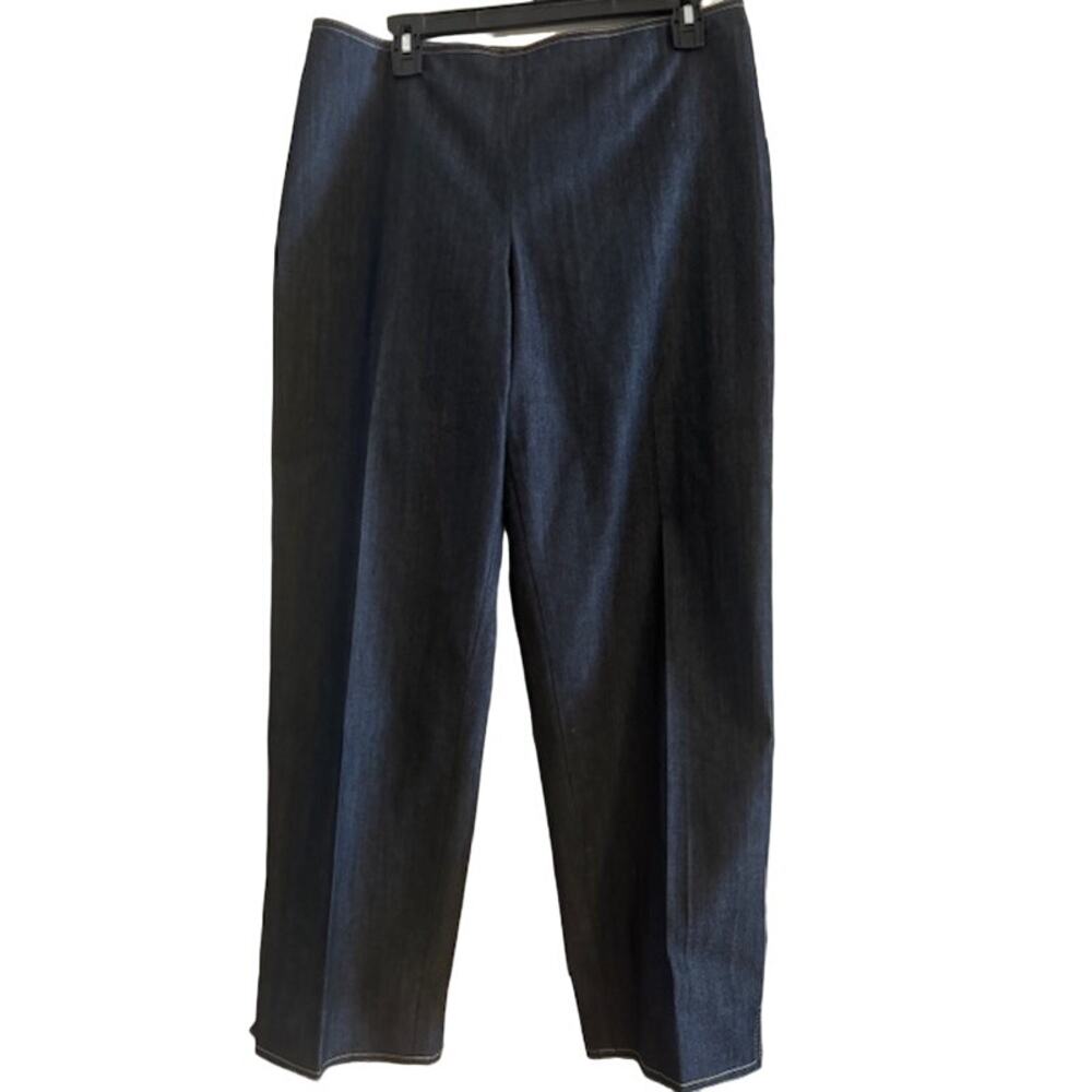 St. John Audrey Crop Denim Trouser Pant in Indigo 14